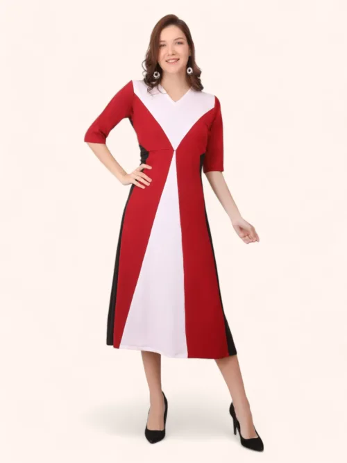 Cotton Women Maroon Long Dress